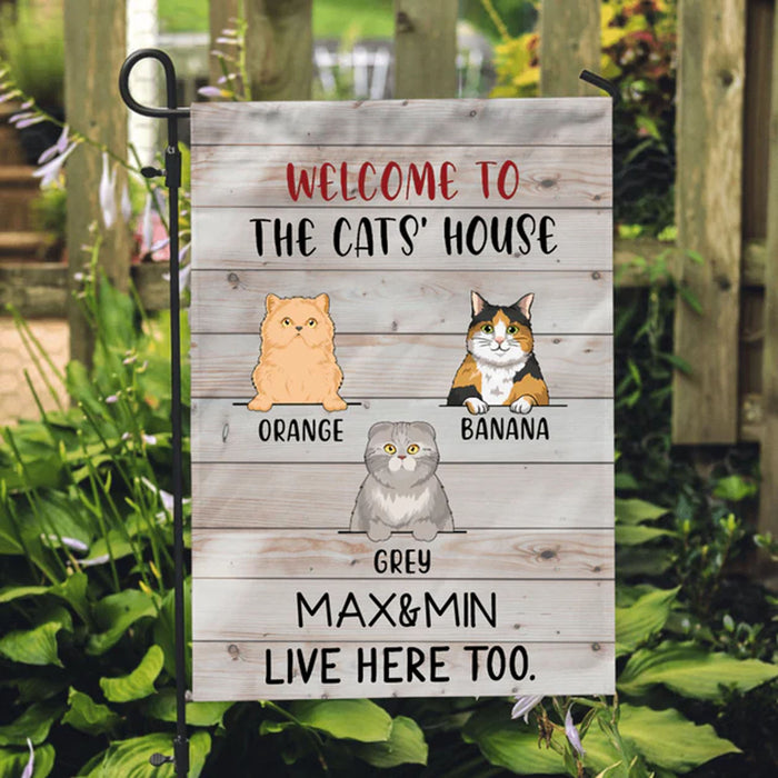 Welcome To The Cat's House Personalized Custom Cat Garden Flag