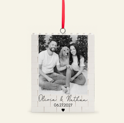 Custom Photo Building Blocks Ornament For Couples, Personalized Anniversary Keepsake, Christmas Gift For Couples 684207