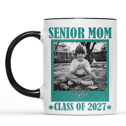 Personalized Senior Dad Mom Mug, Custom Photo Class Of 2027 Gift, Graduation White Mug Accent Mug 685374