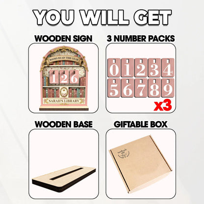 Vintage Book Read Tracker, Personalized Book Lover Gift, Reading Tracker, Books Read This Year Counter, Reading Lover Gift, Library Decor