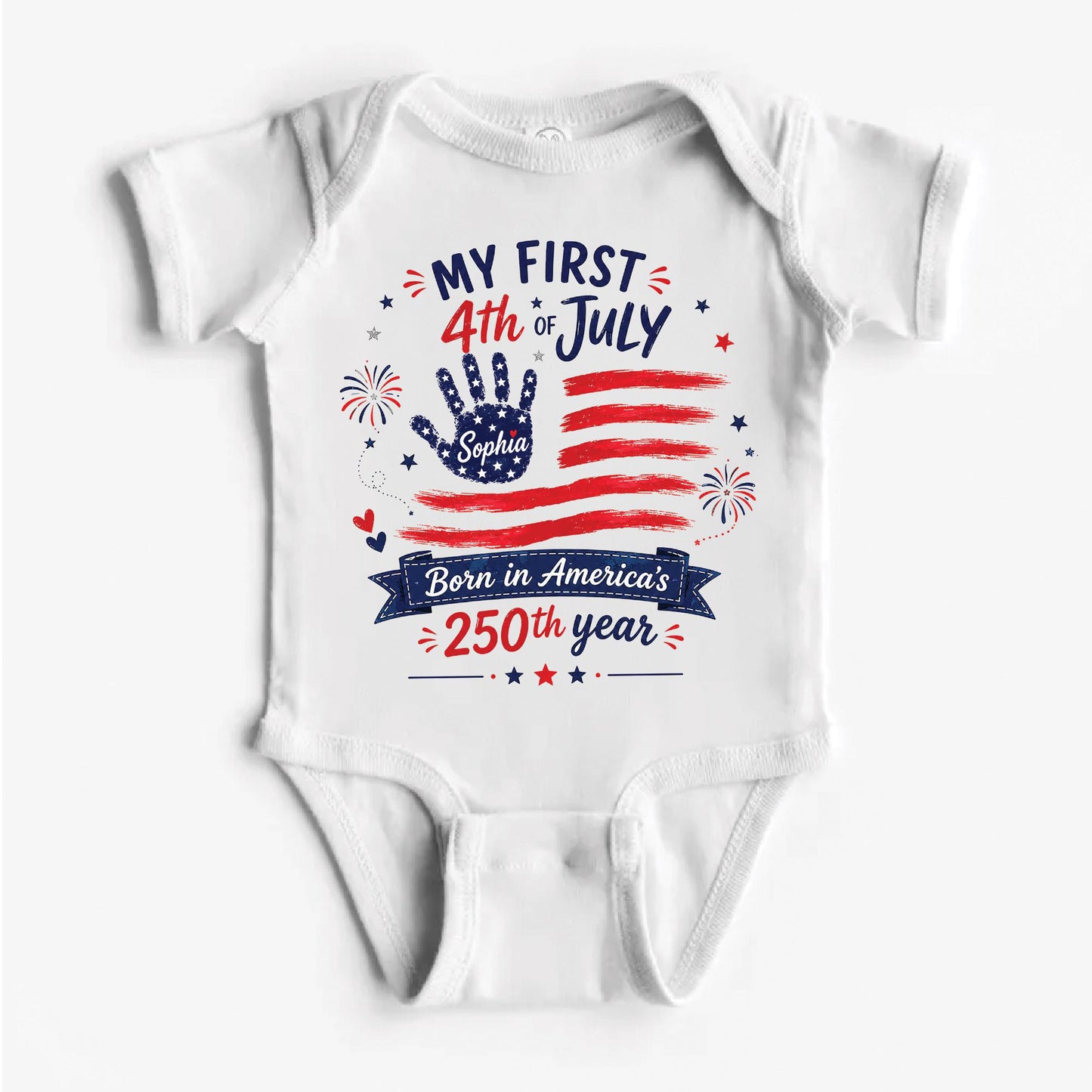 Personalized My First 4th Of July Baby Bodysuit, Born In America’s 250th Year Kids T-Shirt, Patriotic 4th Of July Gift 685439 WFD
