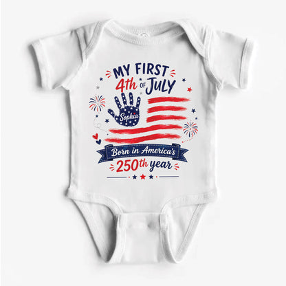 Personalized My First 4th Of July Baby Bodysuit, Born In America’s 250th Year Kids T-Shirt, Patriotic 4th Of July Gift 685439 WFD