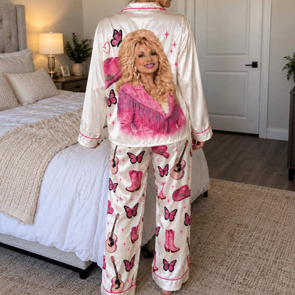 You Are Enough Dolly Pajamas, Dolly Parton Satin PJ Set, Country Music Holiday Sleepwear 686308