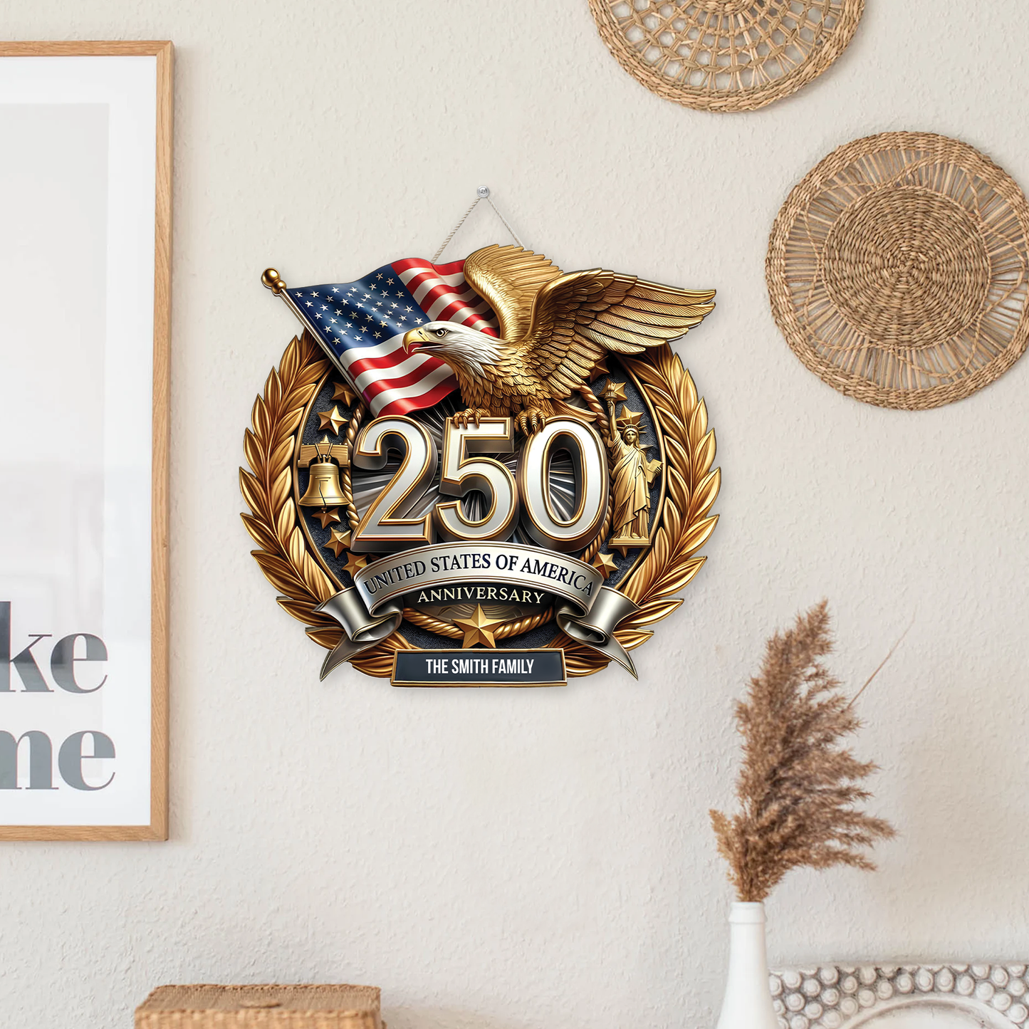 America 250 Years Anniversary Wooden Sign | Patriotic Eagle 4th Of July Wood Sign 684642