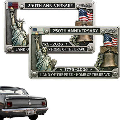 USA 250th Anniversary License Plate | Land Of The Free - Home Of The Brave Plate Holder | Patriotic 4th Of July Gift 685295
