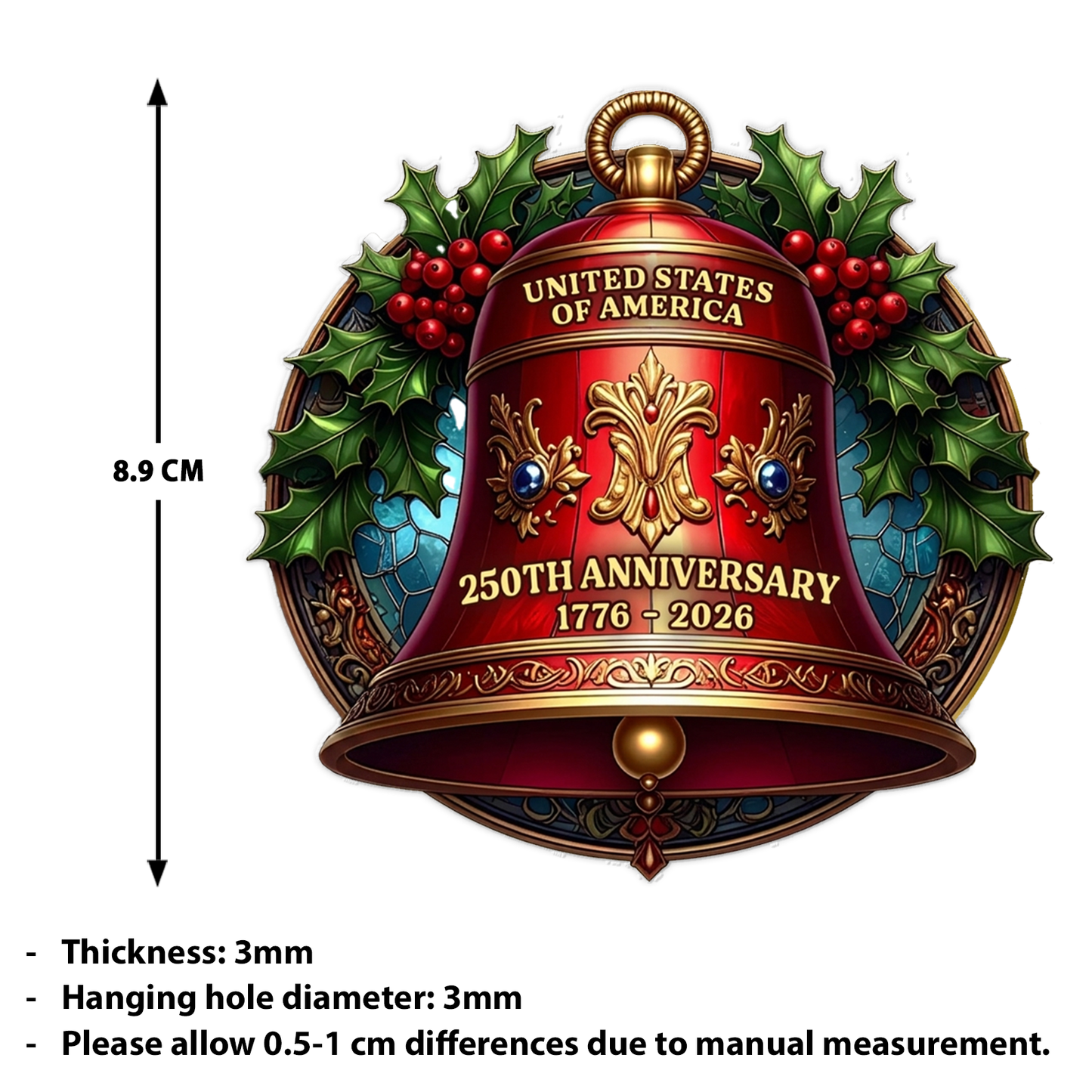 250 Years Of America Acrylic Ornament | Patriotic 1776-2026 Liberty Bell Ornament | American Independence Keepsake 685772