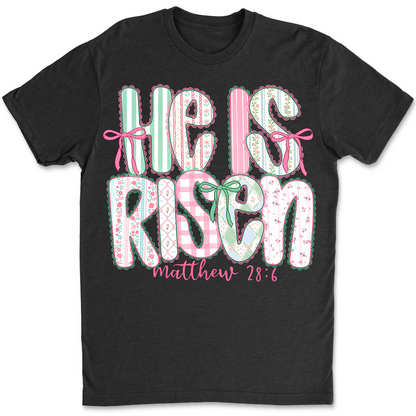 He Is Risen Coquette Lace Dark Shirt | Easter Day T-Shirt 684440