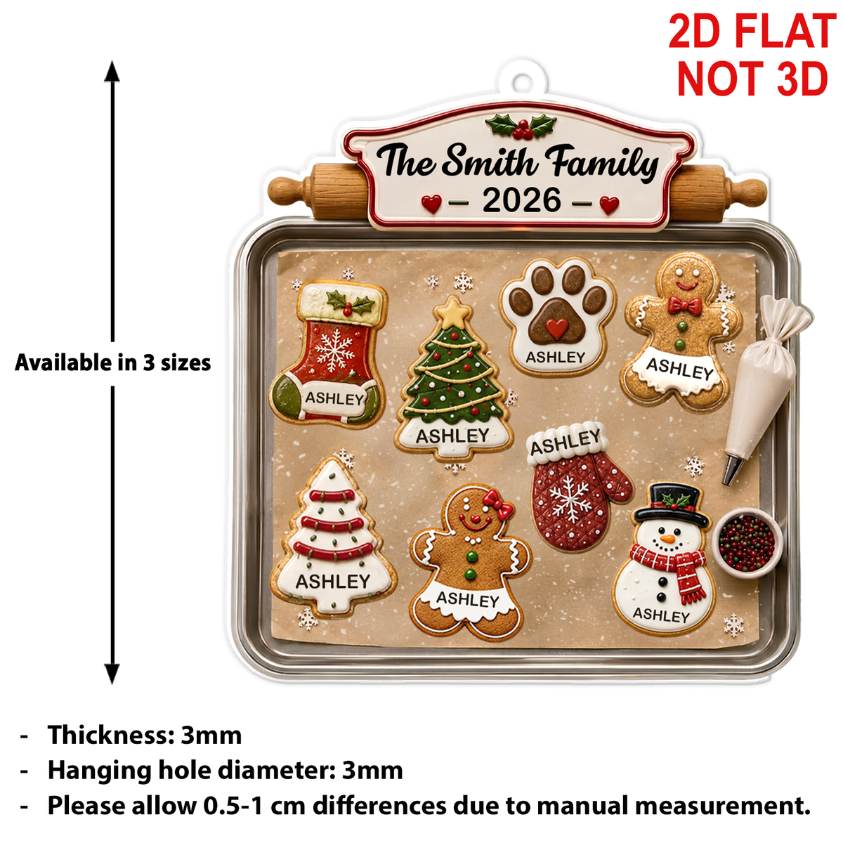 Personalized Family Gingerbread Acrylic Ornament, Custom Name Cookie Christmas Ornament, Gift For Family 686166 WFD
