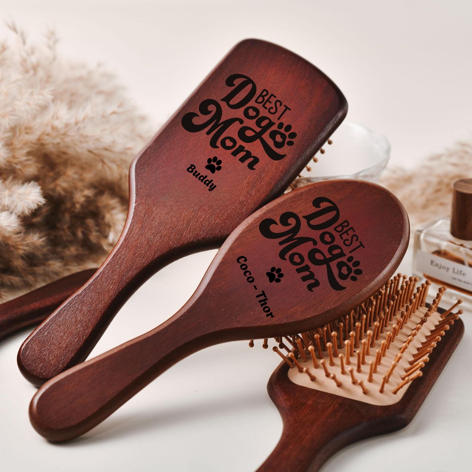 Best Dog Mom Bamboo Comb | Personalized Wooden Comb With Name Engraved | Gift For Dog Mom