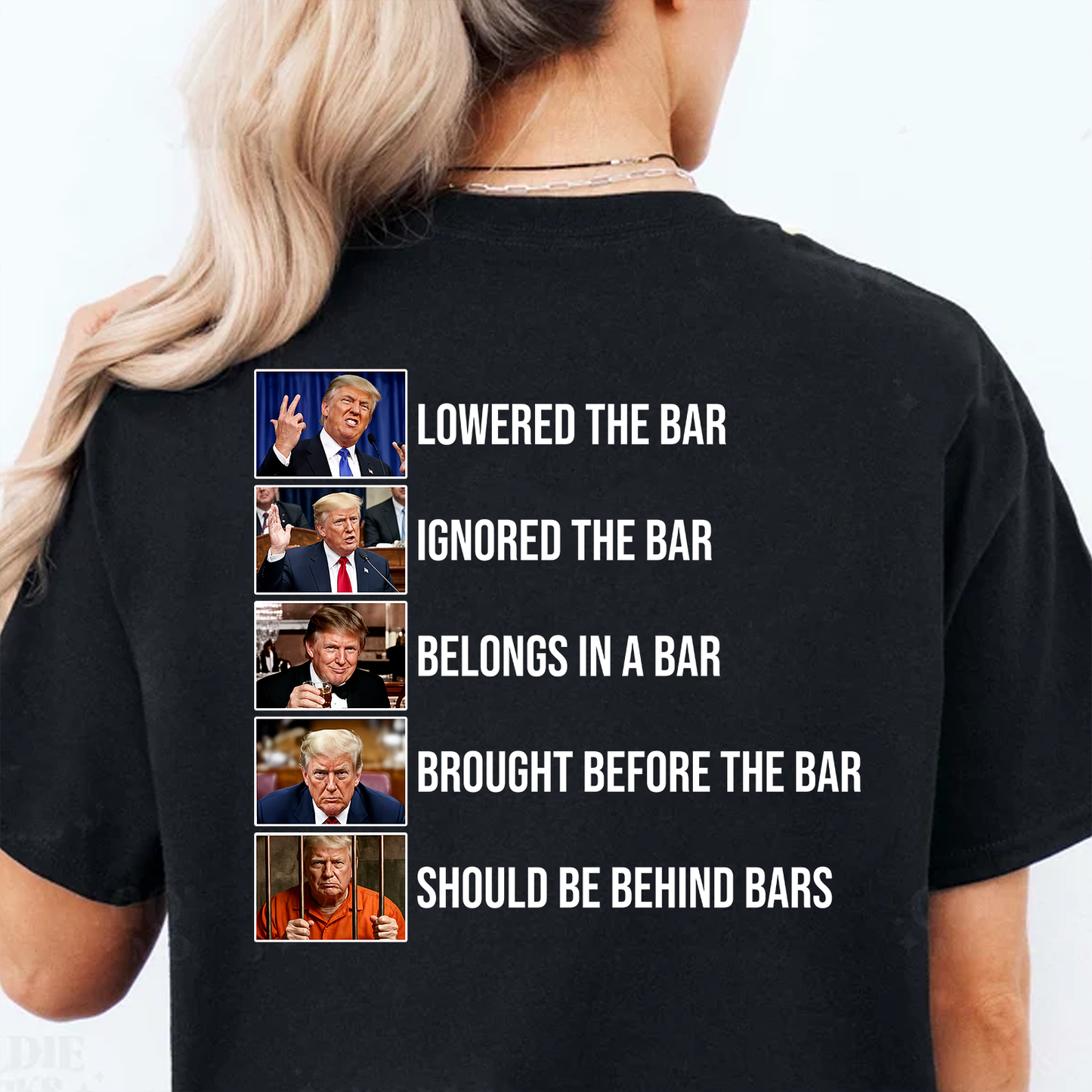 Funny Anti Trump Lowered The Bar To Behind Bars Backside Dark Shirt, Funny Quote Tee 685741