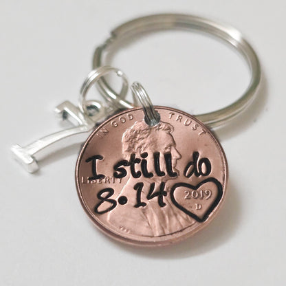 Personalized I Still Do Penny Keychain, Custom Name & Date Keychain, Gift For Couples 686681 WFD