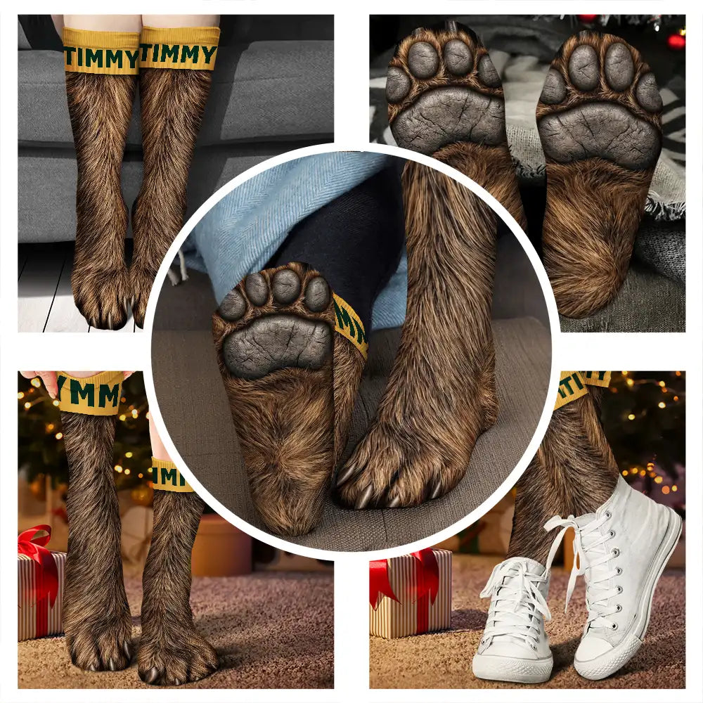 Personalized Animal Paw Illusion Socks, Funny Gag Gift For Hunters 686911 WFD