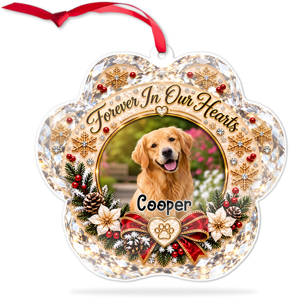 Custom Photo Forever In Our Hearts Acrylic Ornament, Personalized Christmas Gift For Dog Lover 686730