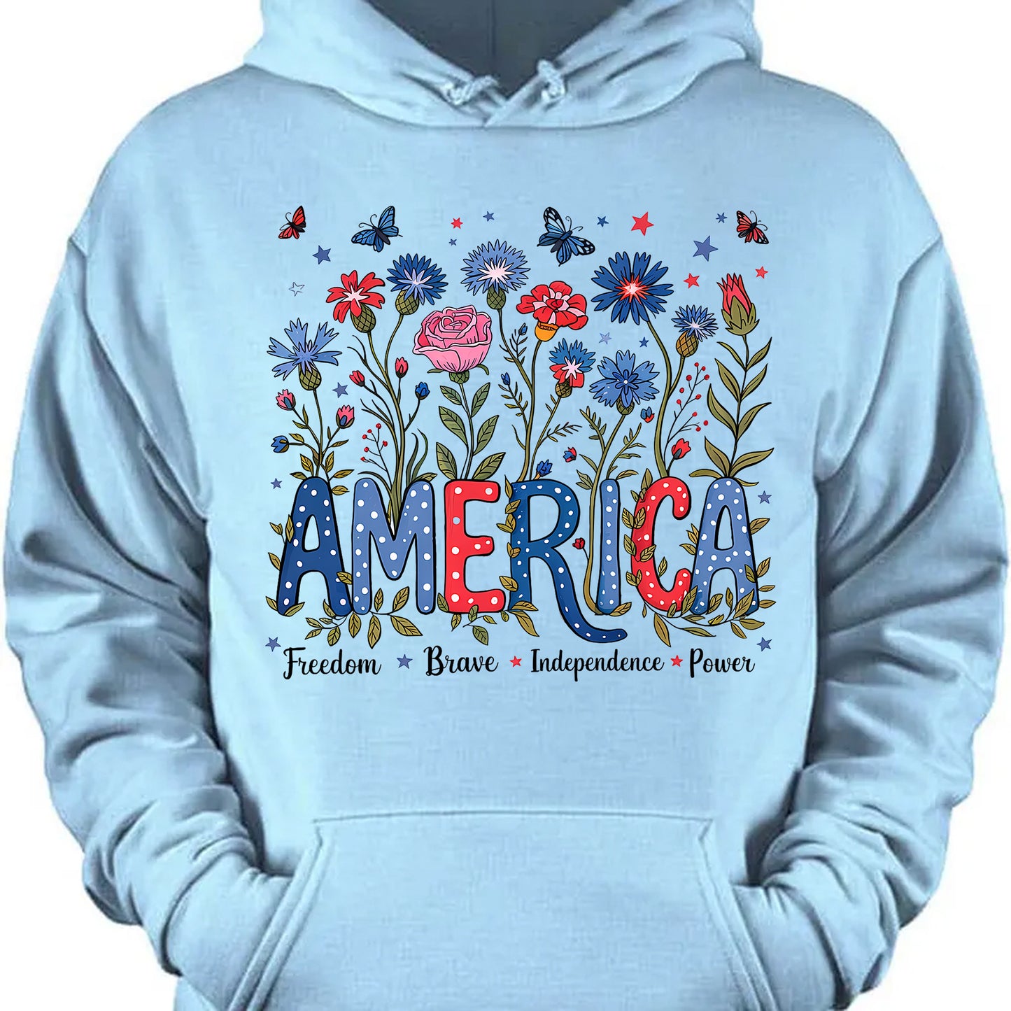 Floral America Shirt | 4th Of July T-Shirt | Freedom Brave Independence Power Tee | Patriotic Shirt | Independence Day Shirt 682315