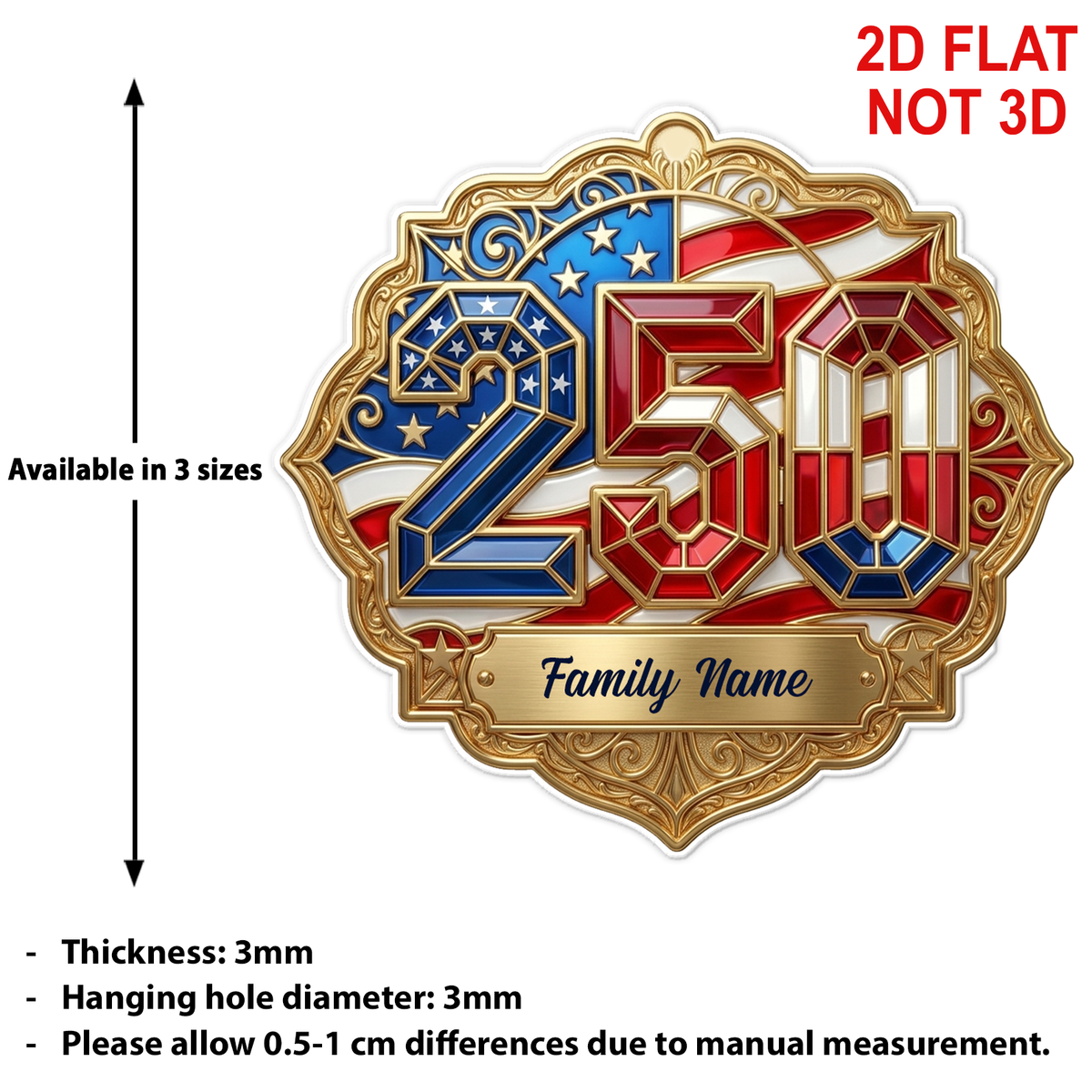 Personalized USA 250th Anniversary Acrylic Ornament, Custom Name Christmas Gift For Family 686393
