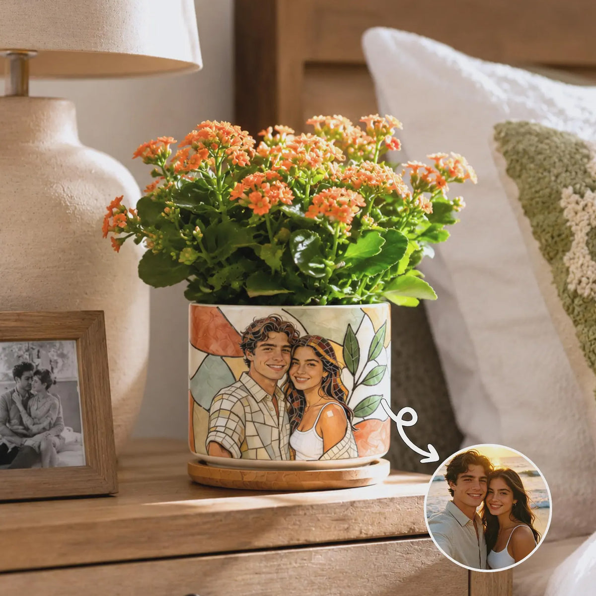 Personalized Photo Planter Pot, Custom Stained Glass Mosaic Ceramic Plant Pot, Unique Gift for Mom Grandma 686849 WFD