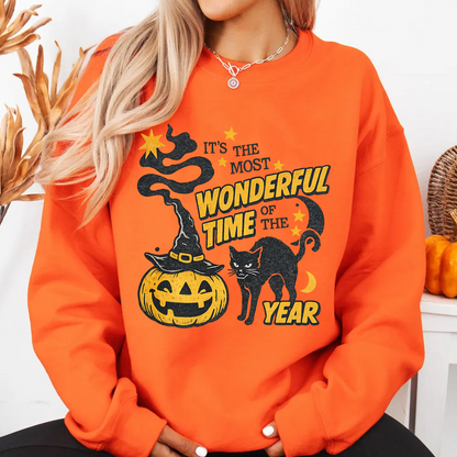 It's The Most Wonderful Time Of The Year Dark Sweater | Spooky Black Cat Tee | Vintage Halloween Shirt 685624