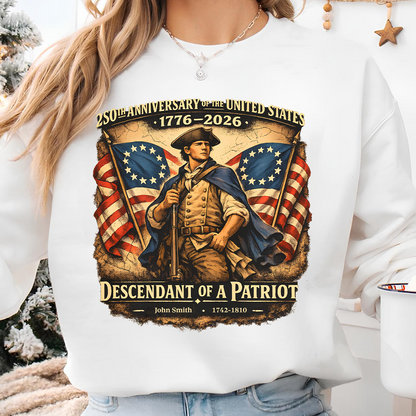 USA 250th Anniversary 1776 - 2026 Bright Shirt | Personalized Descendant Of A Patriot Shirt 684418