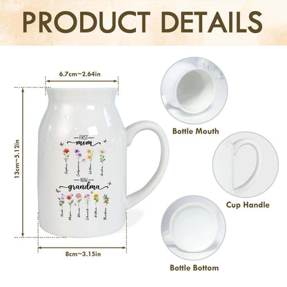 Custom First Mom Now Grandma Ceramic Flower Vase | Personalized Ceramic Vase | Custom Birth Month Flower Vase 684737