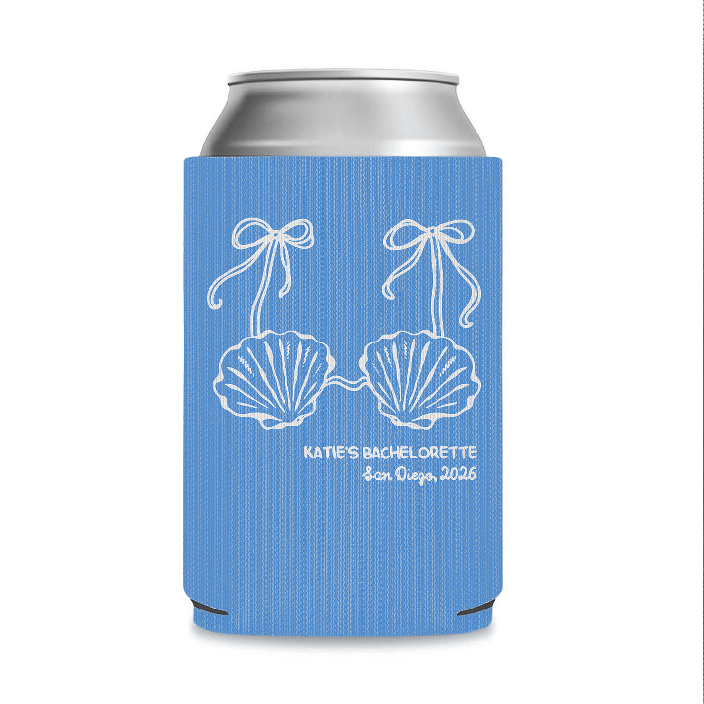 Personalized Mermaid Bachelorette Party Can Cooler, Custom Text Drink Holder, Coastal Themed Can Sleeve 685516