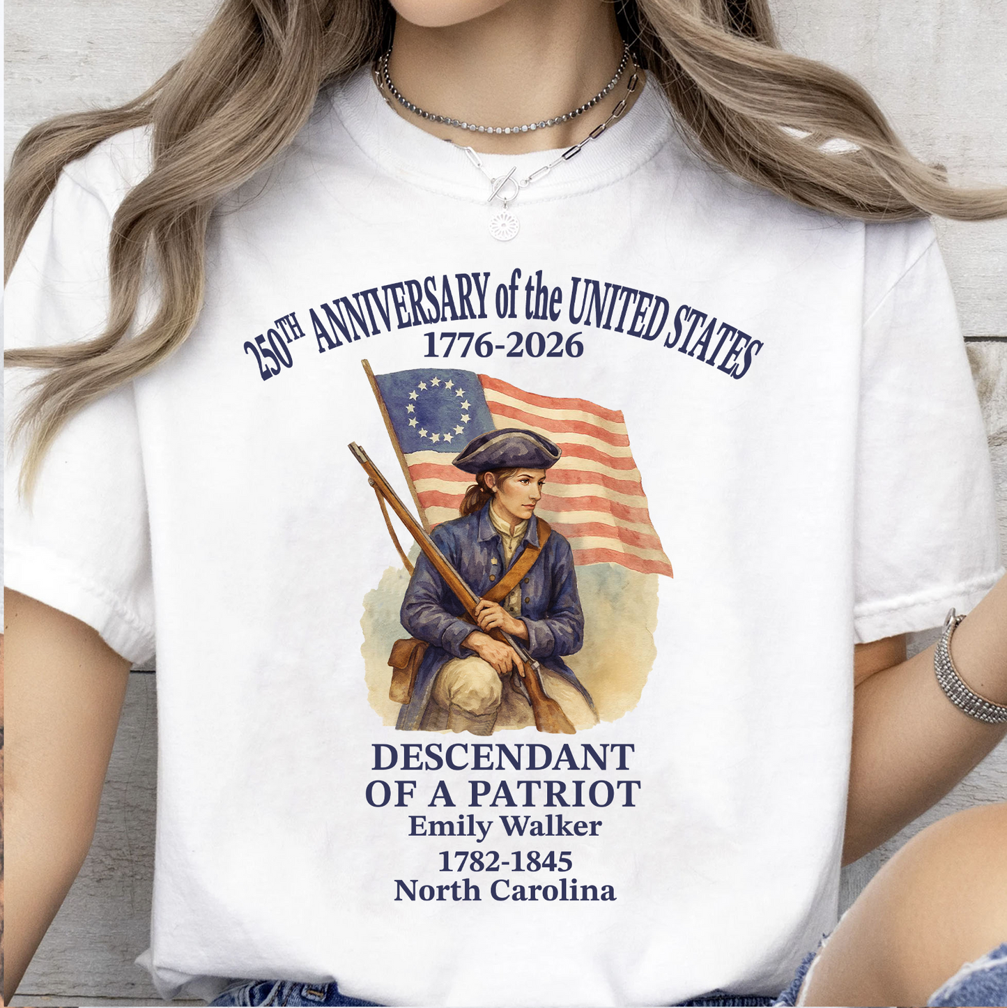 Personalized 250 Years Anniversary Shirt, Custom Name Descendant Of A Patriot, Patriotic 1776–2026 Tee 684604
