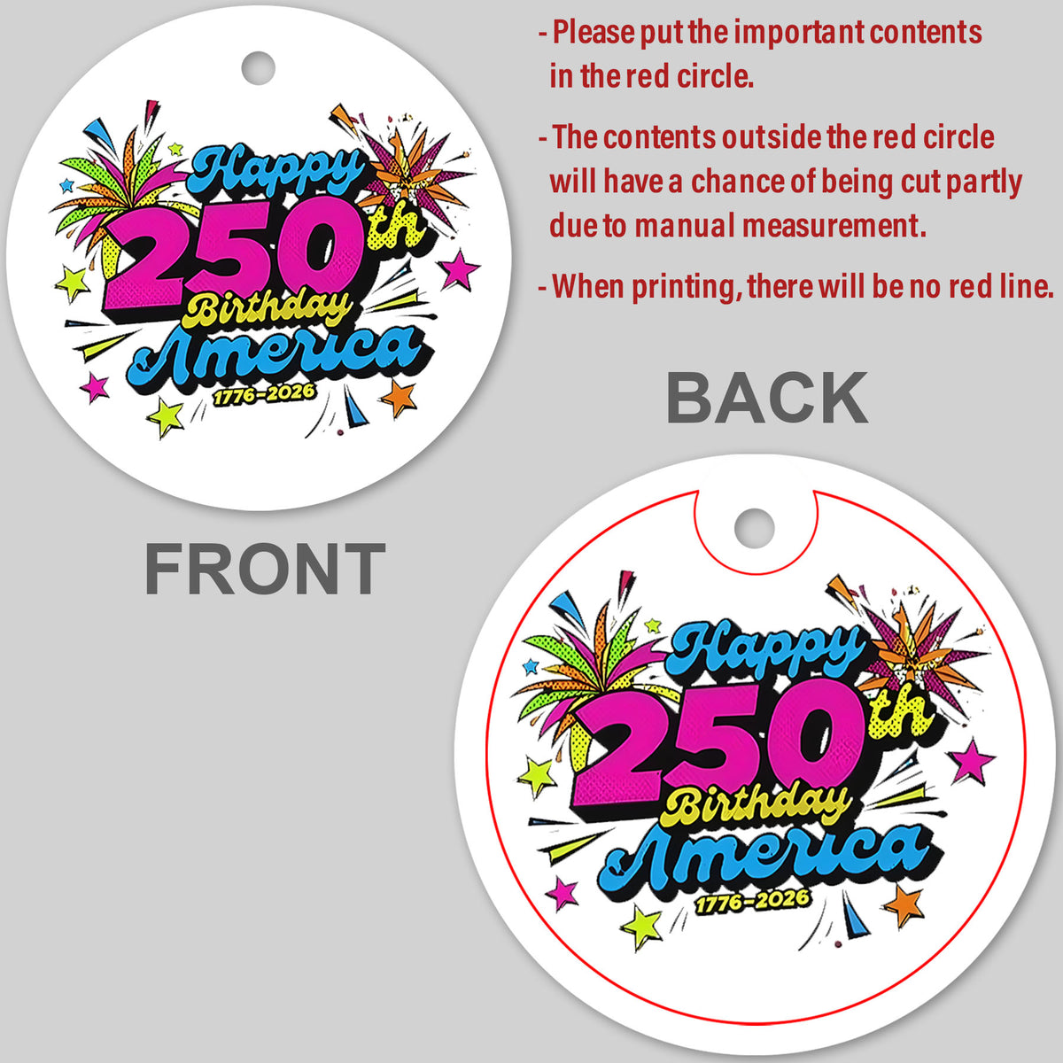 Happy 250 Years Birthday USA Ceramic Ornament | America Anniversary Ornament | Patriotic 4th of July Ceramic Ornament 682626