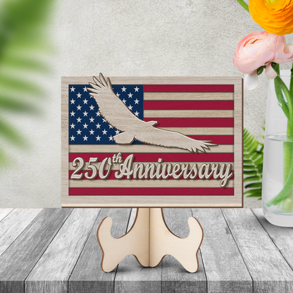 USA 250 Years Anniversary Wood Plaque | Patriotic 2 Layers Wooden Plaque 684628