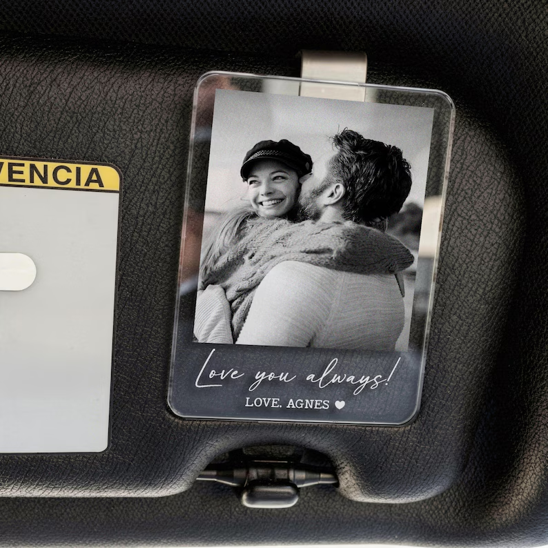 Personalized Drive Safe I Love You Car Visor Clip, Custom Photo Acrylic Visor Gift For Boyfriend, Husband 685140