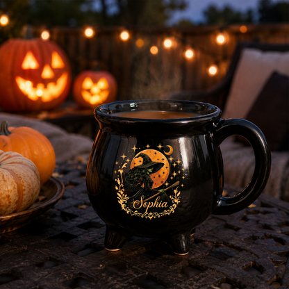 Personalized Witch Cauldron Mug, Custom Name Witch Coffee Mug, Spooky Halloween Gift 685784