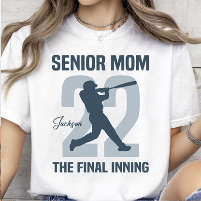 Custom Name Senior Baseball Pitcher Mom Shirt, Personalized Family Tee For Baseball Mama, Mother's Day Gift Shirt 684837