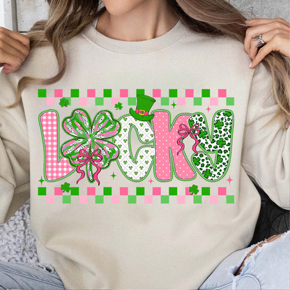 Lucky Checkered Brushstroke Shamrock Bright Shirt | Gift For St Patrick’s Day T-Shirt 684405