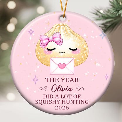 Personalized Cute Dumpling Squishy Hunter Ceramic Ornament, Custom Name Funny Kids Ornament, Christmas Keepsake Gift 686291 WFD