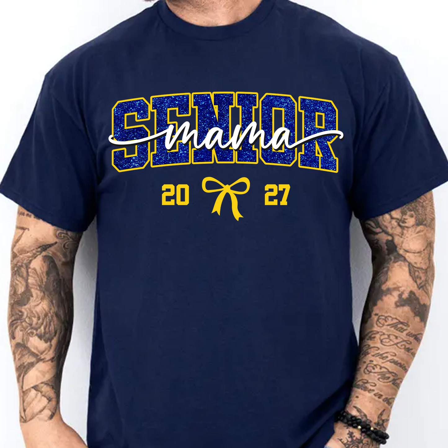 Personalized Senior Mama Dark Shirt, Class Of 2027 Tee, Sparkle Graduation Gift 685675