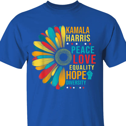 Kamala Harris Peace Love Equality Hope Diversity, Womens Power, Madam President, Kamala Harris 2024 Shirt, Democrat Shirt Dark T1370 - KH2
