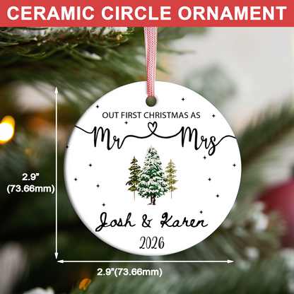 Personalized Our 1st Christmas As Mr & Mrs Ceramic Ornament, Custom Couple Christmas Keepsake Gift 685763