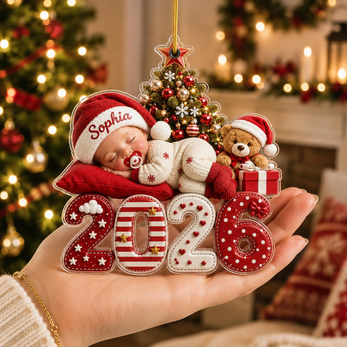 Personalized Baby's First Christmas Acrylic Ornament, Custom Name Newborn Christmas Keepsake Gift 686519 WFD