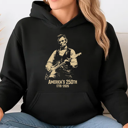 Vintage USA 250th Anniversary Shirt, Abraham Lincoln Playing Guitar Tee, Patriotic 4th Of July Gift 685218