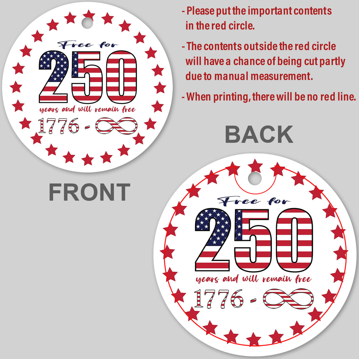 Free For 250 Years Ceramic Ornament, Happy 250th Birthday USA Ornament, America 250th Anniversary Ornament 682625