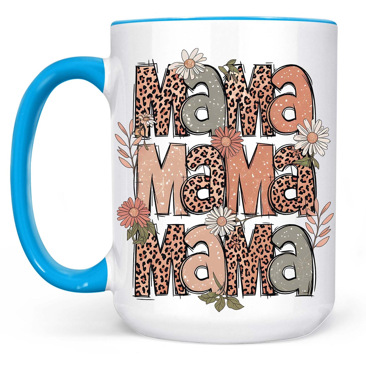 Retro Leopard Mama Mug – Boho Floral Coffee Cup For Trendy Moms, Mother's Day Gift Idea 682138