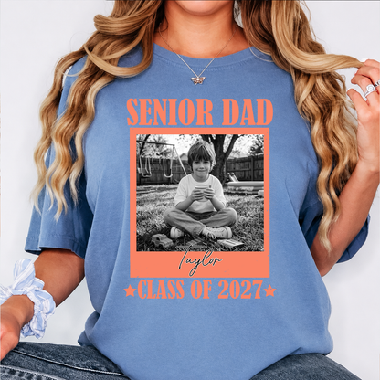 Personalized Senior Dad Mom 2027 Comfort Colors Shirt, Custom Photo Class Of 2027 Tee, Graduation Gift For Family 685374