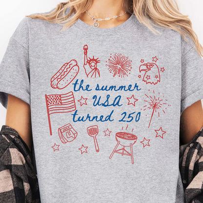 USA 250th Anniversary Bright Shirt, The Summer USA Turned 250 Tee, Patriotic 4th Of July Gift 685361