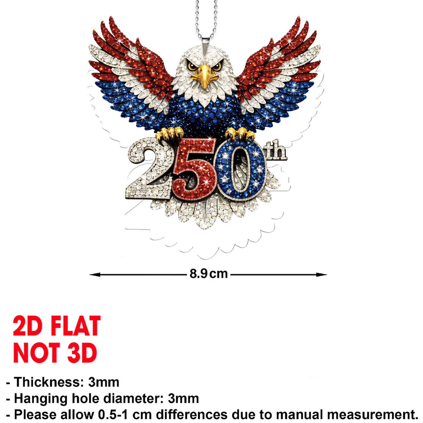 America 250 Years Anniversary Eagle Wings Car Ornament | Patriotic Car Decor 684516