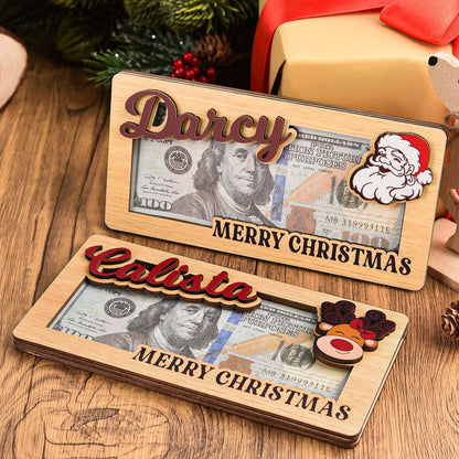 Personalized Christmas Money Holder, Custom Name Reindeer Santa Bill Holder, Holiday Gift For Family 686240 WFD