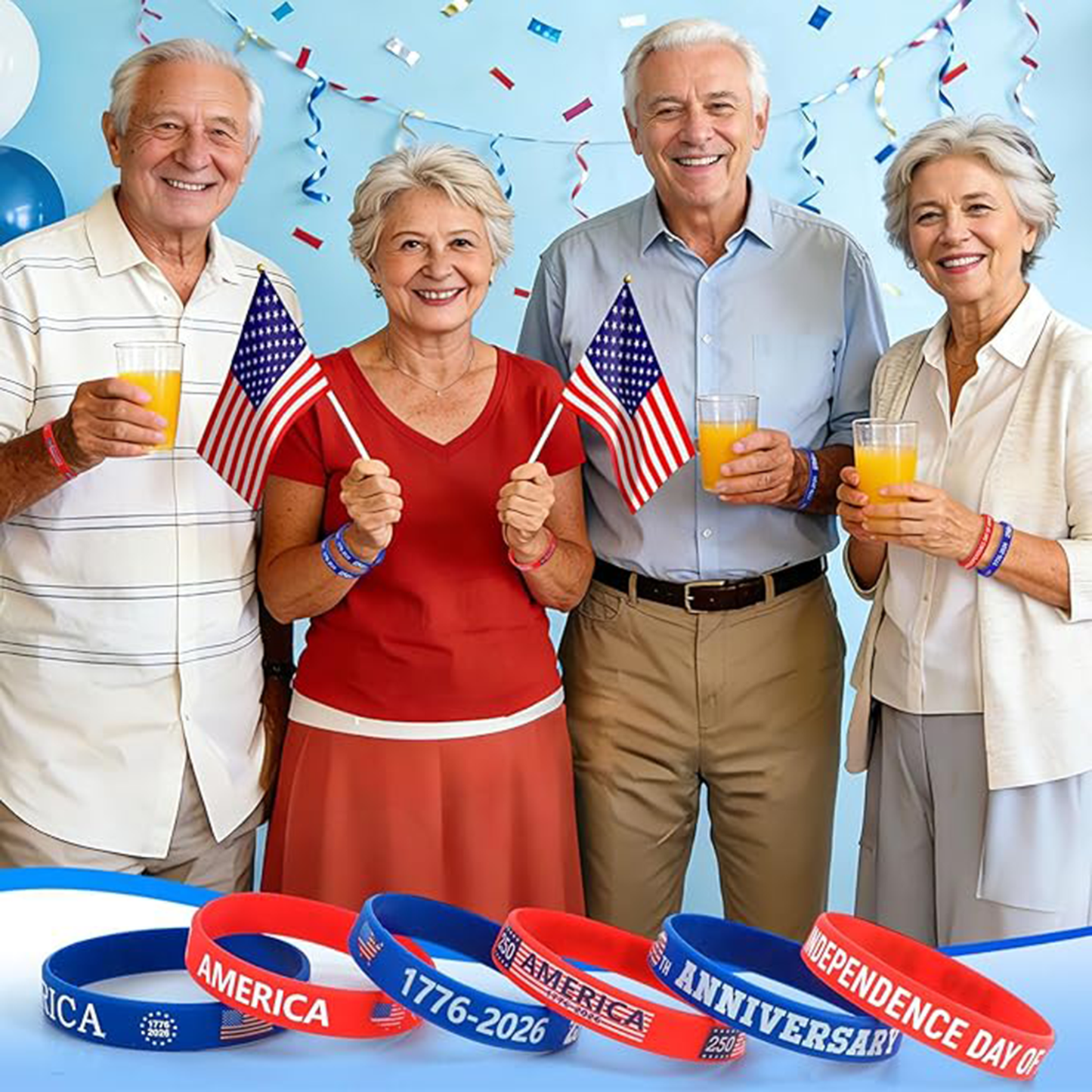 USA 250th Anniversary Silicone Bracelet | Patriotic Independence Day Silicone Wristbands 685014