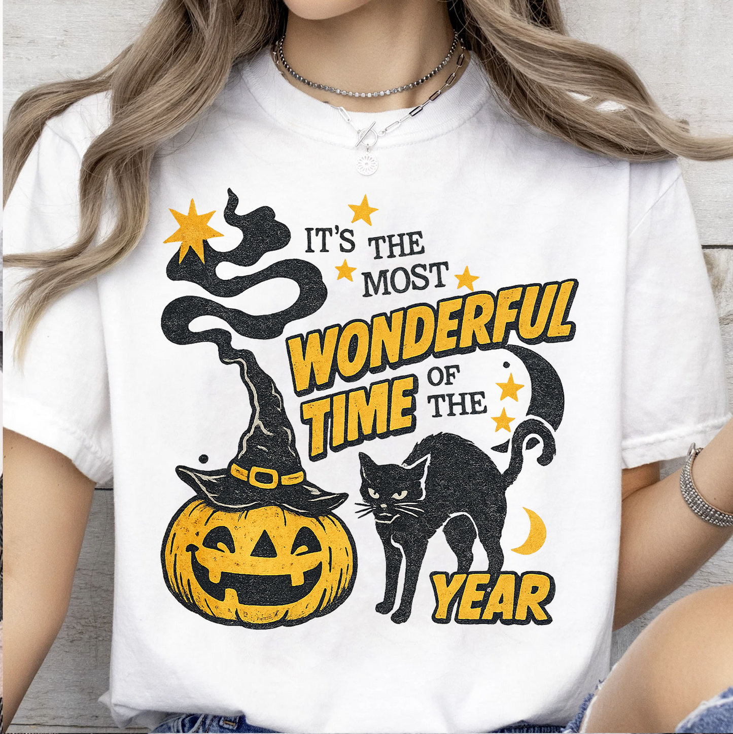 It's The Most Wonderful Time Of The Year Bright Sweater | Spooky Black Cat Tee | Vintage Halloween Shirt 685624