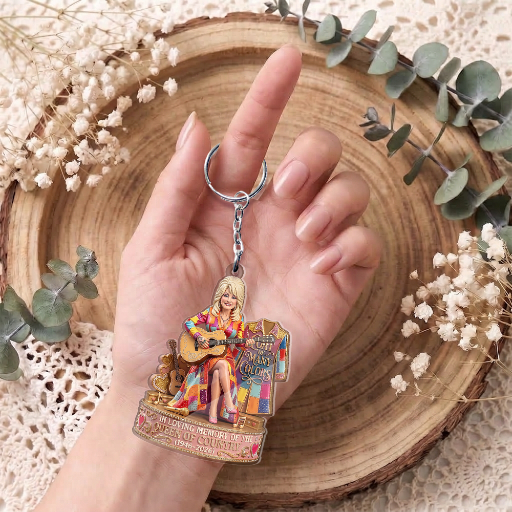 Dolly Parton Memorial Acrylic Keychain, Coat Of Many Colors Keychain, Dolly Fan Gift 686199
