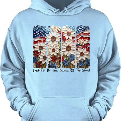 Land Of The Free Because Of The Brave Shirt | Floral 4th Of July T-Shirt | Floral Patriotic Tee | Independence Day Shirt 682322