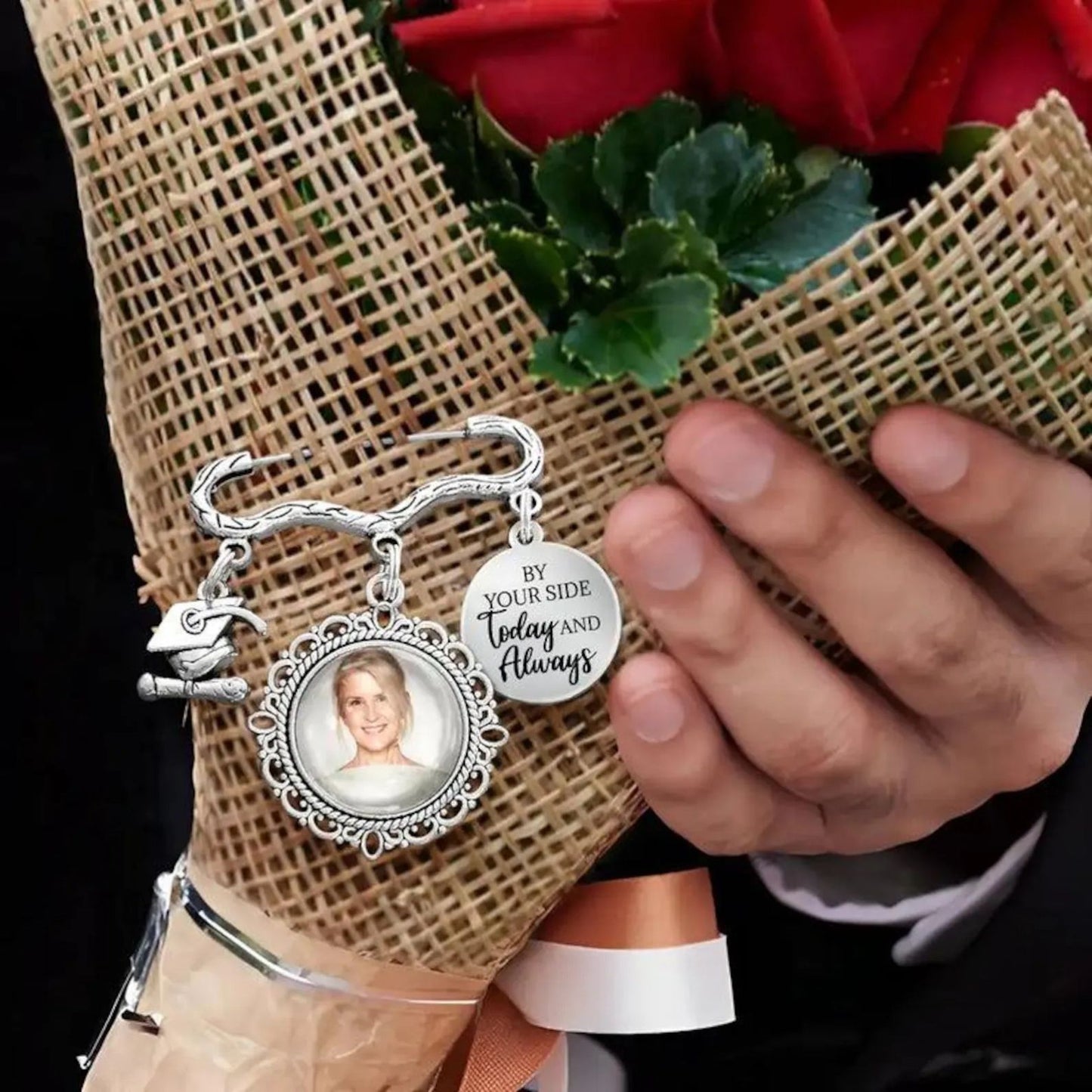 Graduation Walking Beside You | Personalized Memorial Graduation Pin | Memorial Pin | Custom Photo Charm 684856