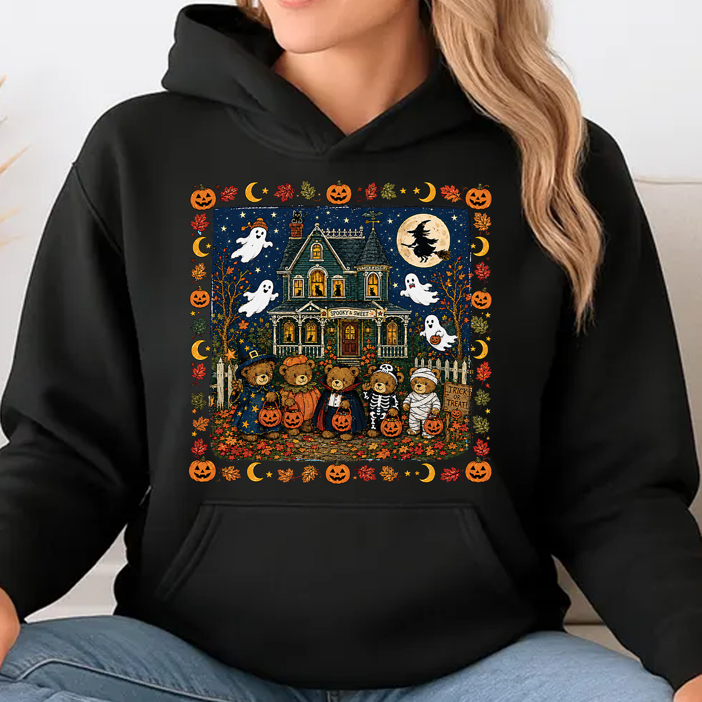 Vintage 90s Nostalgic Bears Halloween Graphic Dark Shirt, Retro Spooky Season Tee 685613