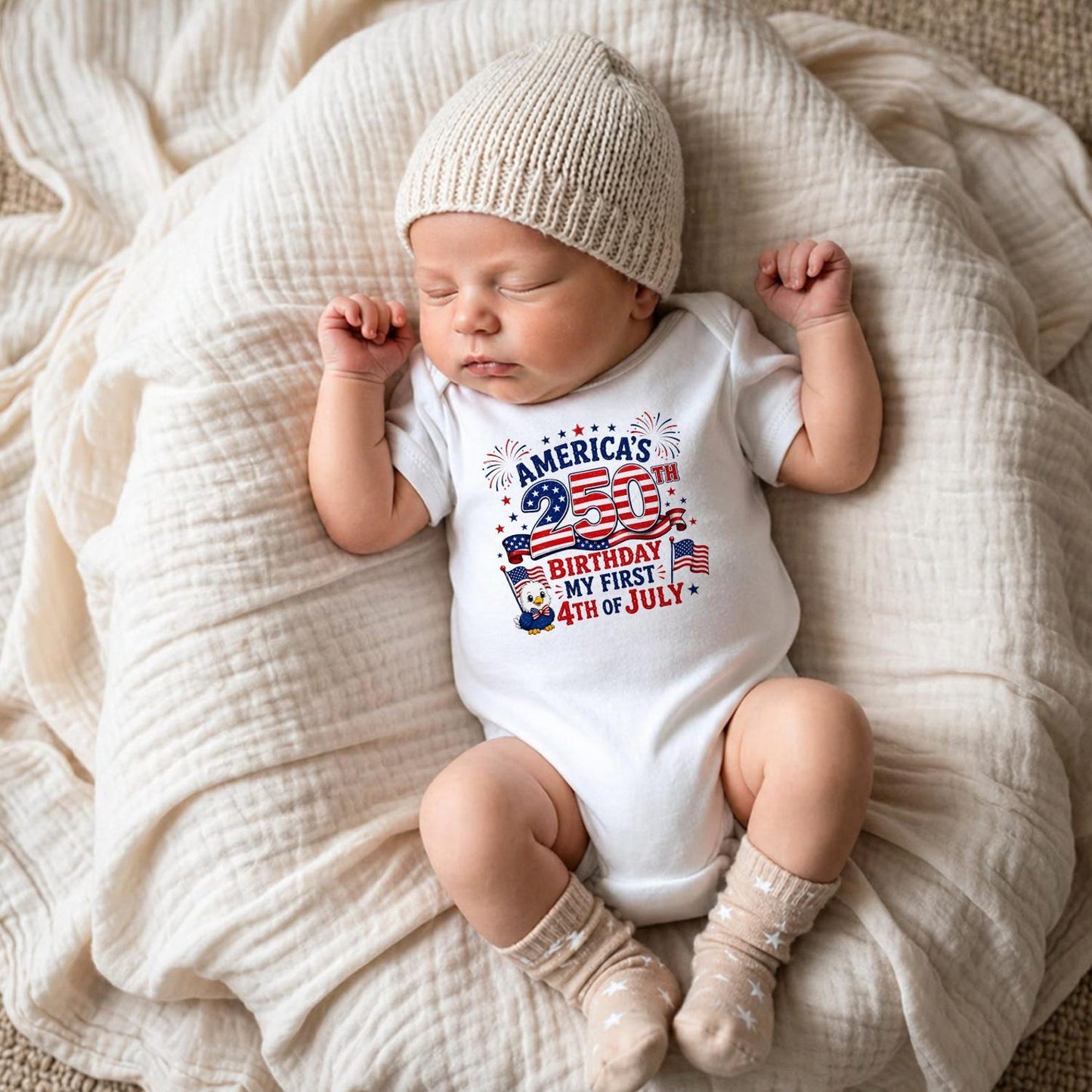 My First 4th Of July Baby Bodysuit, Patriotic America's 250th Birthday Baby Outfit 685310